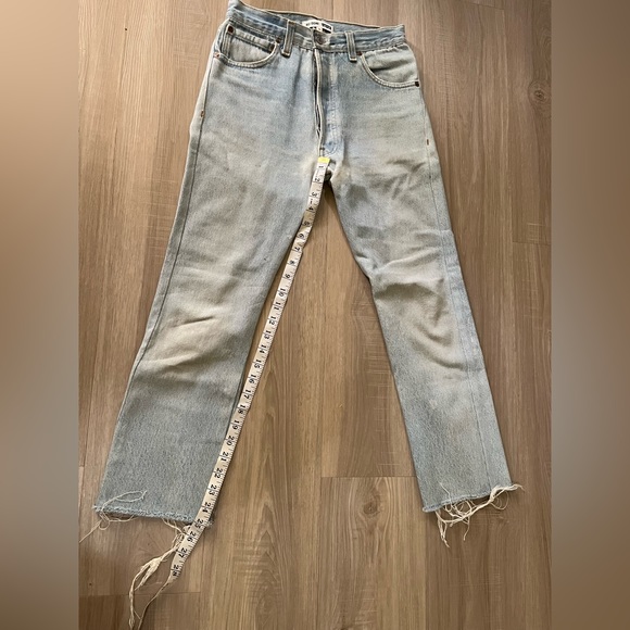 Redone vintage levi’s 501 size 24 high rise straight cropped jeans - Picture 9 of 16